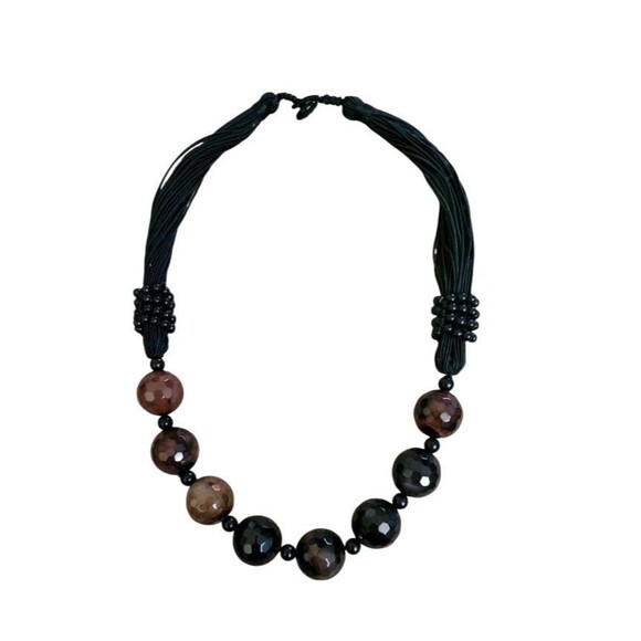 Chunky Boho Polished Multi Facteted  Natural Stone Beaded 20" Necklace - Picture 2 of 7